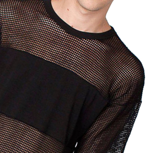 Men's Mesh Shirt Half Sleeve Workout <b>Fishnet</b> O Neck Outdoor Adult Club Men's Mesh Shirt With Custom Size Wholesale Price - Product Image 2