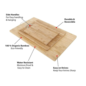 Bamboo Chopping <b>Block</b> Rectangle <b>Shape</b> With Stainless Steel Handle Multifunctional Dishwasher Safe High Quality - Product Image 3