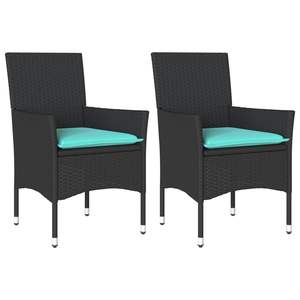 2 chaises de patio en polyrotin noir avec coussins, ensemble de meubles de patio - Product Image 2