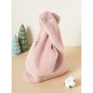 Bodle Indie per la borsa Tote quadrata in pelliccia rosa per le donne - Product Image 1