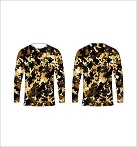Custom <b>Brown</b> Gold Black Pattern <b>Long</b> <b>Sleeve</b> T Shirt Moisture Wicking Performance Athletic Training Sports Shirt Fitness <b>Top</b> - Product Image 1