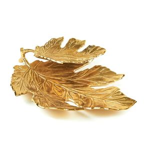 Plateau en métal doré, fait main, sculpté, double section, pour service décoratif et cadeaux - Product Image 2