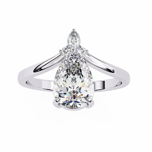 Bague de fiançailles solitaire en or jaune Dalianna 10K 14K 18K avec diamant fantaisie de forme poire cultivé en laboratoire certifié IGI - Product Image 2