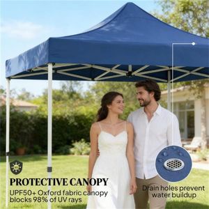 Tenda a baldacchino pop-up blu scuro, gazebo parasole - Product Image 3