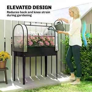 Grande Serra da Giardino Moderna Pop-up in Acciaio Zincato con Telaio in Legno/Acciaio e Materiale in PVC/Vetro per la Crescita delle Piante all'Aperto - Product Image 4