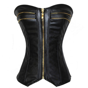 Overbust Firm Daily Use Waist <b>Trimmer</b> Belt Weight Loss Steel Boned <b>Black</b> Satin Leather Silk Corset Adjustable Plain Best Quality - Product Image 1