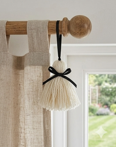 Panier de rangement en rotin avec pompon crème décoratif, décoration intérieure bohème, panier rond suspendu pour salle de bain - Product Image 4