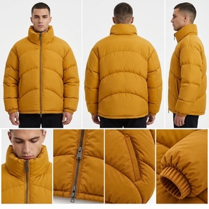 Men's <b>Yellow</b> Color <b>Puffer</b> <b>Jacket</b> Winter Coat Stand Collar Zip Up Outdoor Streetwear Custom Apparel OEM ODM - Product Image 3