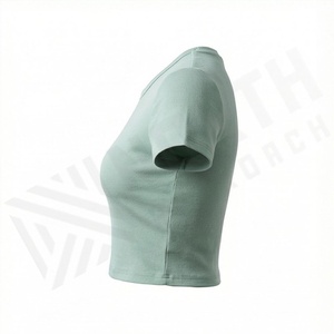 T-shirts d'été pour femmes, hauts courts de sport fitness, en coton léger, vêtements de sport de luxe haut de gamme, tenues décontractées et tendance - Product Image 3