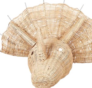 Natural <b>Boho</b> Kids Interior Triceratops Head Woven Hanging rattan <b>decorate</b> kids Plant Fiber Prehistoric Display Piece - Product Image 4