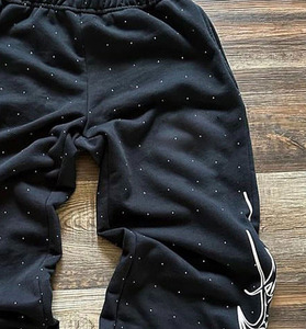 Custom <b>Men's</b> Black Elastic Waist Sweatpants With <b>White</b> Embroidery Pattern Casual Autumn Wear 100% Cotton Midweight Knitted <b>Pants</b> - Product Image 4