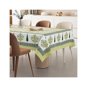 Classic 60x126 Inches GOTS Certified 220 GSM Anti-Wrinkle Embroidered Floral Tablecloth Square Linen Cotton Handmade Washable - Product Image 2