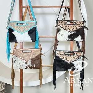 Nuevo Bolso Bandolera con Flecos 2026, Bolso de Mano con Asa de Cuero Repujado y de Piel de Vaca, Bolsos de Hombro Estilo Boho para Mujer - Product Image 1