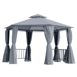 Gazebo Bioclimático de 13 pies x 13 pies, Pérgola de Hierro y Madera Resistente a la Lluvia para Patio, Jardín o Terraza, con Marco Revestido en Color Gris - Product Image 5