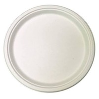 Assiette jetable de luxe moderne en bagasse de 9 pouces, la plus vendue, écologique, compostable, de qualité alimentaire, pour événements hôteliers
