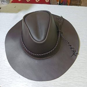 handmade black cow leather Real Leather Cowboy <b>Hat</b> in white handcrafted genuine cowhide leather cowboy <b>hats</b> - Product Image 6