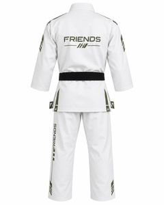 BJJ Kimono <b>White</b> Cotton Adult Unisex Judo Gi Black Belt Olive Accents Regular Fit Eco-Friendly Lightweight Breathable for - Product Image 6
