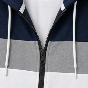 Sudadera con Capucha y Cierre de Cremallera para Hombre SCS, Diseño Color Block, Corte Regular, Estilo Casual para Otoño - Product Image 3