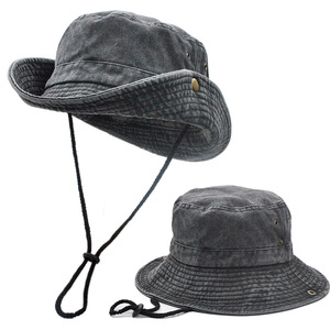 Sombrero de Pescador Unisex de Lona Vaquera, Color Sólido, Casual, Bordado a Mano, Plegable, para Viajes, Estilo Adulto, para las Cuatro Estaciones - Product Image 4