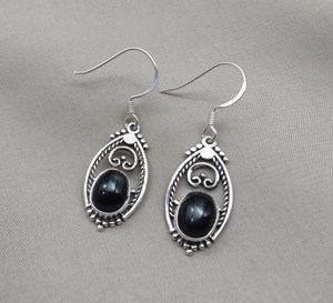 Pendientes Colgantes de Plata de Ley 925 con Estrella Negra y Oro, Joyería Vintage Boho con Piedras Preciosas, Certificación IGI, para Regalo de Aniversario o Fiesta - Product Image 3