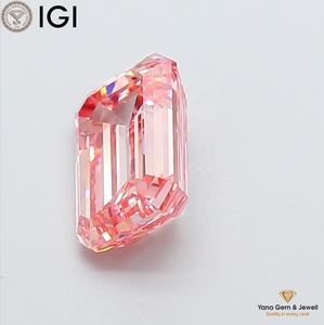 เพชร CVD แล็บโกรน ทรงเอ็มเมอรัลด์ 2.00 กะรัต สีชมพูสดใสแฟนซี ความสะอาดระดับ VS2 พร้อมใบรับรอง IGI สำหรับแหวนที่สมบูรณ์แบบ - Product Image 3