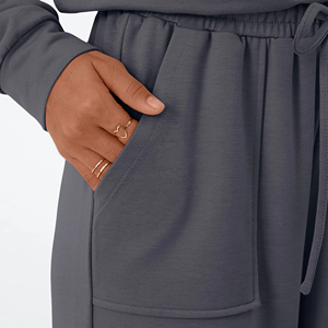 Conjuntos Deportivos de Dos Piezas para Mujer al por Mayor, de Alta Calidad, Cuello Redondo, Manga Larga, Sudadera con Capucha y Pantalones para Gimnasio, Correr y Hacer Ejercicio - Product Image 5