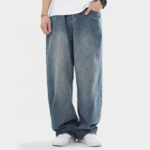 Pantalones Vaqueros Personalizados para Hombre, de Algodón Lavado de Alta Calidad, Corte Holgado, Estilo Cargo, Pierna Ancha - Product Image 3