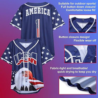 Camiseta de Béisbol Personalizada con Bordado Premium, Diseño de Estrellas y Águila, Uniforme Patriótico de Equipo con Botones Completos, Corta para Verano