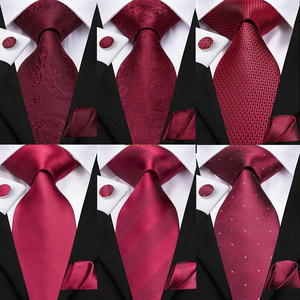 ชุดเนคไทของขวัญสำหรับผู้ชาย Hi-Tie สีแดงไวน์เบอร์กันดี ลายเพสลีย์ ผ้าไหม สำหรับงานแต่งงาน ดีไซน์ทันสมัย คุณภาพสูง พร้อมผ้าเช็ดหน้า - Product Image 6