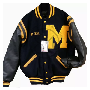 Blouson universitaire noir pour homme, style preppy, avec patch brodé lettre BAK sur la manche gauche, coupe classique, idéal pour l'automne - Product Image 3