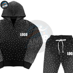 Oem Service Breathable Solid Rhinestone <b>Men</b> Tracksuits Cotton Polyester Long Sleeve Printed <b>Pullover</b> <b>Men</b> Rhinestone Tracksuits - Product Image 6