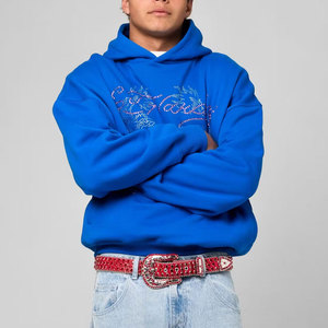 Sudadera con Capucha Bordada con Pedrería para Hombre, Estilo Casual y Glamuroso, Mezcla de Algodón, Personalizable, para Otoño - Product Image 2