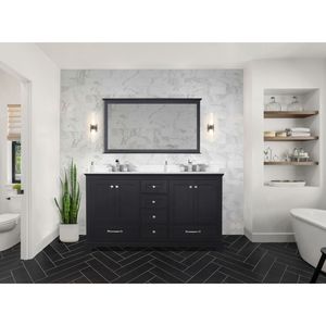 60 pollici. Espresso doppio bagno vanità con 22 pollici. D piano In quarzo bianco e 58 In. Set di rubinetto a specchio incluso - Product Image 3