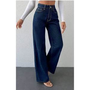 Modern Womens Highwaist Wide Leg Baggy Stone Blue <b>Denim</b> Jeans Relaxed Loose Fit Soft <b>Stretch</b> Plating Eco-Friendly Durable Casual - Product Image 4