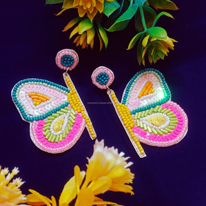 Pendientes de Mariposa Hechos a Mano con Cuentas de Semillas, Joyería Bordada, Diseño Clásico Colorido, Accesorios de Fiesta, Estilo Bohemio - Product Image 3