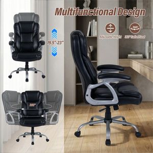 Sedia da Ufficio Ergonomica Nera con Schienale Sagomato, Altezza e Reclinazione Regolabili per Ufficio Domestico - Product Image 3