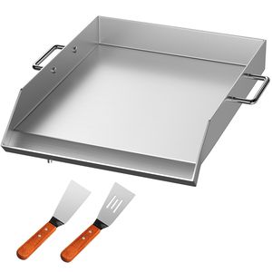 Piastra Rettangolare Universale in Acciaio Inox 18 x 16 Pollici con 2 Manici e Scanalatura per Grasso, per Barbecue, Griglie a Gas, Pentole e Padelle - Product Image 1