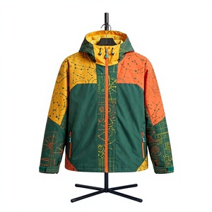 Chaqueta de esquí impermeable para hombre, verde y negra, con capucha, cierre de cremallera, diseño de bloques de color, aislamiento sintético, para uso en exteriores - Product Image 2