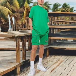 2025 verano Vintage desgastado ácido lavado Hombre Pantalones cortos nueva Alta Calidad Baggy Fleece Terry toda la tela tejido de punto de secado rápido - Product Image 1
