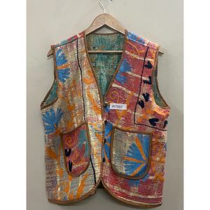 Hermoso chaleco vintage para mujer, bordado a mano con motivos florales, cuello en V, estilo kantha suzani, con botones cubiertos, chaleco étnico femenino de alta calidad. - Product Image 5