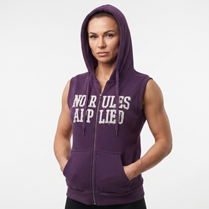 Gym Workout Sleeveless Full <b>Zip</b> Hoodie Women's Heavyweight Cotton French Terry Hoodie Embroidered Jogger Zipper <b>Hood</b> Ladies - Product Image 1
