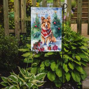 Drapeau de jardin de Noël multicolore Sheltie Bannière décorative de boîte aux lettres et de patio pour jardin et pelouse Oeuvre d'art pour parterres de fleurs - Product Image 2