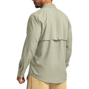 Chemise de travail unisexe haute visibilité, grande taille, manches longues, olive kaki, coton respirant avec poches poitrine - Product Image 2