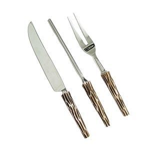 Hot <b>Sale</b> on Standard Quality Royal Design Silver Stainless Steel Kitchen Use <b>Antique</b> Resin Handle Carving Set From India - Product Image 1