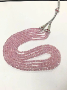 Collar de cuentas Rondelle facetadas de morganita de 4 hebras 4-8mm 22-24 pulgadas collar de cuentas de piedras preciosas de morganita declaración de mujer - Product Image 2