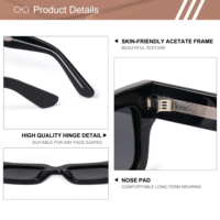 Lunettes de soleil polarisées carrées épaisses personnalisées avec logo, monture en acétate rétro, rivets, pour hommes et femmes, vente en gros