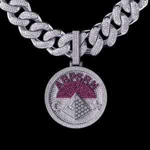 Collier Pendentif de Luxe pour Homme, Moissanite Ice Out, Argent 925, Chaîne Personnalisée avec Grand Disque de Diamants Baguette - Product Image 1