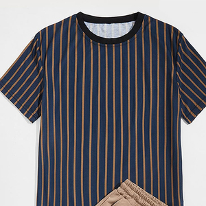 Ensemble de survêtement décontracté deux pièces en polyester/coton respirant pour homme, idéal pour l'été et la plage - Product Image 4