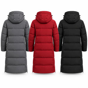 Vente en gros de manteaux longs matelassés pour hommes, à capuche, imperméables, coupe-vent, chauds, parka d'hiver, OEM, étiquette privée - Product Image 2