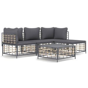 ชุดรับแขก4ชิ้นทำจากหวายแอนทราไซต์พร้อมชุดเบาะรองนั่งสำหรับสวน - Product Image 2